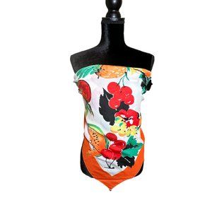 Leonardi Scarf Womens Long Rectangle Orange White Yellow Red Fruit Polyester